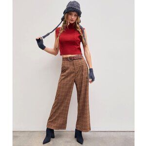 Cider Tartan/Plaid Wide Leg Trousers - Shades of Brown - L  (28" Waist) - NWT